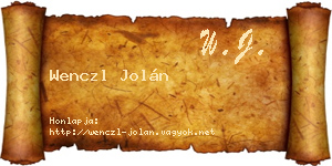 Wenczl Jolán névjegykártya